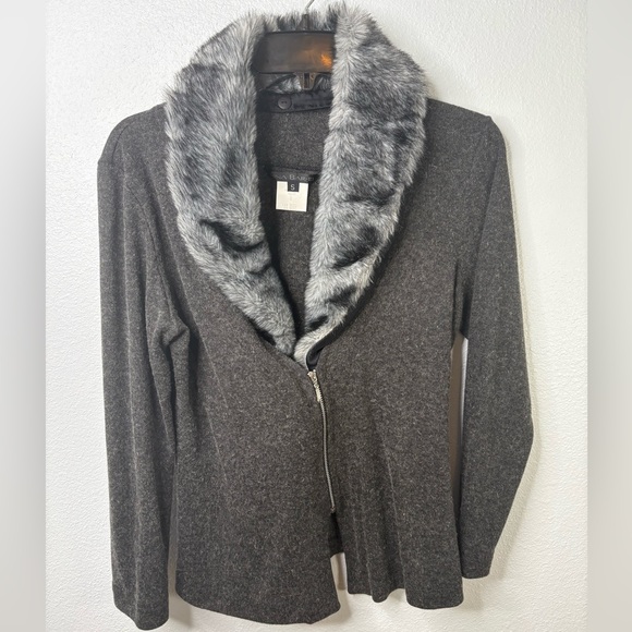Dina Bar-el Small Faux Fur Collar Cardigan - Picture 1 of 6